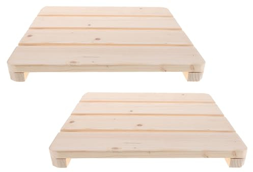 TOYANDONA 2 Stück Pack Badematten aus Massivem Holz für Sauna und Badezimmer rutschfeste 30cm Hohe Holzmatten mit Einfacher Montage und Natürlichem Eleganten Design