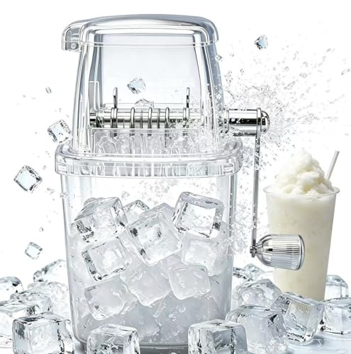 Iskrossare manuell handkran, rostfritt stål mini israkapparat med halkfri bas, 1,25 L genomskinlig kvarn för cocktail, slush, iskaffe, sommar