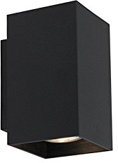Qazqa Modern Up and Down Wandleuchte, Wandlampe - Sandy - Schwarz, Rechteckig, max. 50W, Geeignet für LED, 2-flammig, 8.3cm, Ideal als Wohnzimmerlampe und Flur