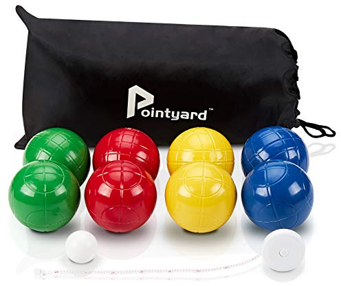 Pointyard 90mm Bocce Ball Set, 8 Premium PE Balls Outdoor Yard Game