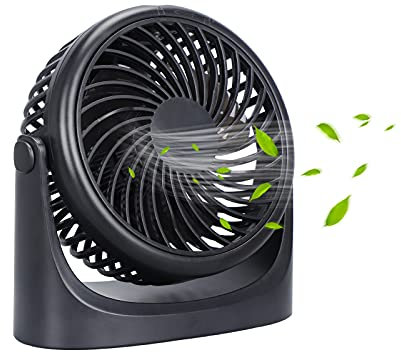WUYILED Battery Operated Fan, Small Table Fan with Strong Airflow Quiet Operation Portable Fan Speed Adjustable Head Mini Personal Fan for Home Office Bedroom Table and Desktop 4 Inch