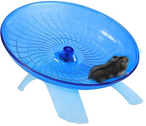Flying Saucer Hamster Wheel Silent Spinner 18cm Quiet Exercise Runner for Cage Dwarf Animal Small Rat (Blue)