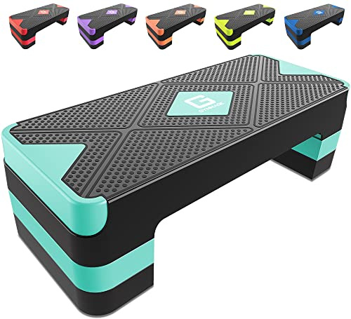 GYMMAGE Aerobic Exercise Stepper - Adjustable Workout Platform, 26.5 Step Deck with 4 6 8 Height Risers, Women's Home Gym Cardio Fitness