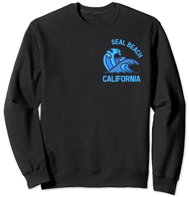 Graphic Seal Beach California Pocket Wave Souvenir Sweatshirt