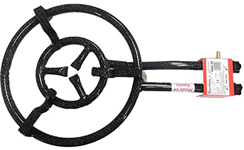 Garcima Brûleur à gaz butane en métal noir émaillé, 11,7 x 40,5 x 66 cm, spécial paellas, avec variateur d'intensité et homologué, diamètre 40 cm