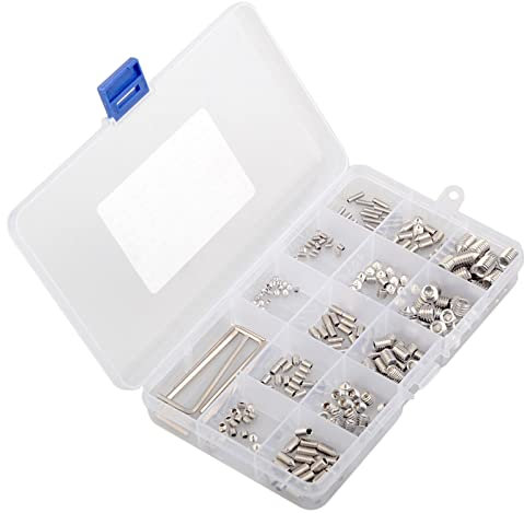 Madenschraube Kegelspitze Sechskantbuchse M3 M4 M5 M6 M8 Madenschrauben Set Sortiment Befestigungsteile Kits mit Innensechskant Gewindestifte Sechskantschlüssel Aufbewahrungsbox (260 Stück)