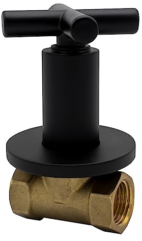 Aloni Absperrventil 1/2 Zoll, Wandarmatur aus Messing, Schwarzes Matt Finish, Kreuzgriff Ventil für Bad & Gäste-WC, Wandmontage, Korrosionsbeständig & Langlebig für Wasserleitungen