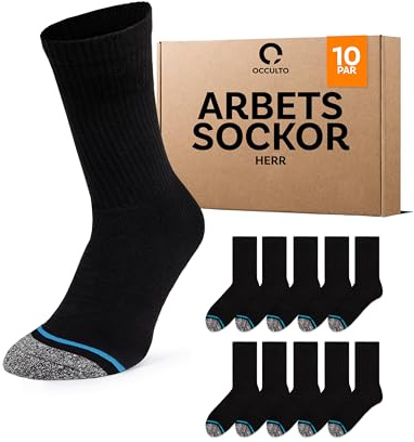 Occulto arbetsstrumpor män 10 pack (modell: Karl) Svart Blå 43-46
