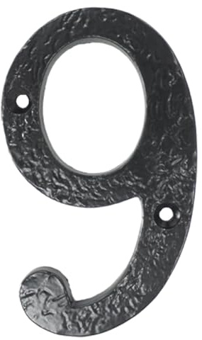 UAP Cast Iron 4 House Number 9 Screw Fix Front Door Rustic Address Plate Black