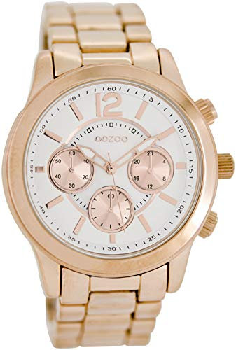 Oozoo Damenuhr mit Metallband 40 MM Weiß/Rosefarben C8413