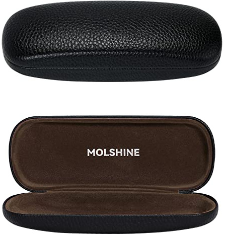 molshine Brillenetui aus Hartschalen Leder,tragbares Brillentasche für Frauen,Männer,Mädchen,Reisen,Studium,Arbeit