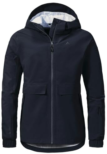Schöffel Damen Jacket Lausanne L, Funktionsjacke mit Kapuze, wasserdichte Übergangsjacke mit Pack-Away-Tasche