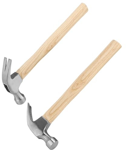 KEILEOHO 2 PCS 16oz Claw Hammer with Wooden Handle, 0.5kg Steel Nail Hammer, Wood Handle Hammer for Home Repair, DIY