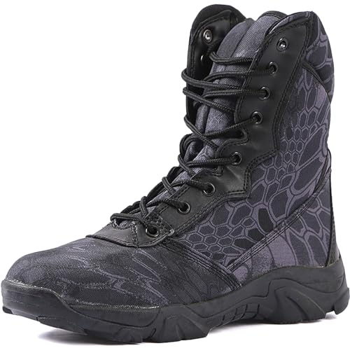 QAXZESA Stivali da esterno da uomo Stivali da passeggio da campeggio Stivali militari stringati Camouflage Scarpe militari tattiche impermeabili Stivali da combattimento Stivaletti da trekking,B-44