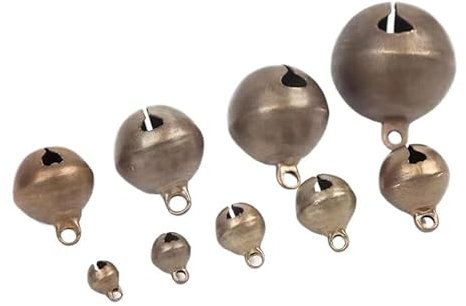 Handglocke, Jingle Bells, Silber, 6 mm–25 mm, Kupfer, Metall, Jingle Bells, Weihnachtsdekoration, Haustier-Anhänger, for Aufhängen, Weihnachtsbaumschmuck, Schlüssel, DIY-Bastelzubehör ( Color : Bronze