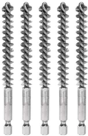 QUARKZMAN 5Pz Spazzola per Fori in Acciaio Inossidabile 10mm Dia Cleaning Spazzola metallico Intrecciata Scovolino per Tubi Manico Gambo Esagonale 1/4 di Pollice per Tubi, Porte, Cuscinetti