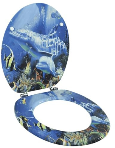 Familien Toilettendeckel, Toilettensitz MDF Deckel Delfine WC Deckel Toilettensitz mit Klodeckel Universell Passend zu allen gängigen WC-Becken