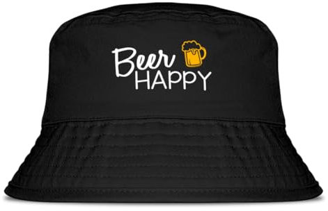 Prozente Momente Beer Happy Fischerhut | Anglerhut | Sonnenhut | Sommer | Party | Lustige Sprüche | OneSize | Malle | Urlaub | Schwarz