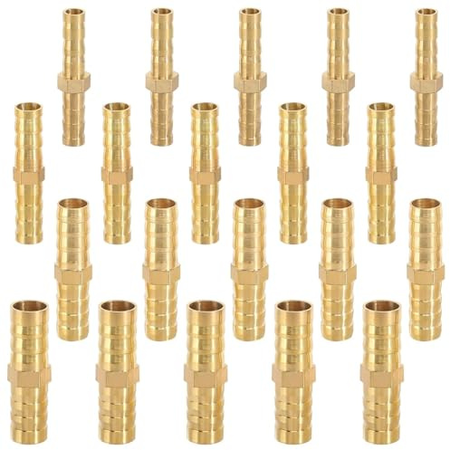 20 st Mässingsrörskontakter, Mässing Slangkoppling Flexibel Slangkoppling, Slangkoppling Set, Slangkoppling är, för luftrör (6 mm/8 mm/10 mm/12 mm)