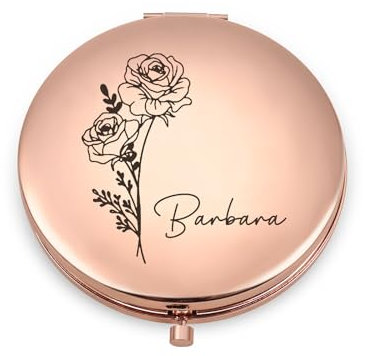 Glimmerday Personalisierter Faltbarer Schminkspiegel, Tragbarer Kleiner Runder Mini-Spiegel, Doppelseitiger Taschenspiegel für Reise, Geschenke zum Valentinstag