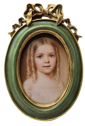 SYLVIA'S SHOP Piccola cornice ovale vintage, 6,3 x 8,9 cm, piccola cornice portafoto antica, decorazione da tavolo e da parete, decorazione per la casa retrò, arte per gallerie fotografiche vecchio