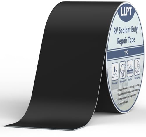 LLPT Nastro butilico Nero| Sigillante Impermeabile | Nastro Sigillante Impermeabile per RV | Nastro Adesivo Butilico Extra Forte | per caravan,roulotte,camper,RV (SV62110BK4) | 101 mm x 15 m