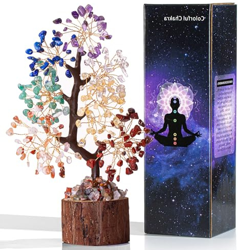 Chakra Steine Kristallbaum, Lebensbaum, Edelsteinkristall Bonsai Baum | AWARDSEN Geldbaum Schreibtisch Deko Baum des Lebens Spirituell Esoterik Feng Shui Deko Spirituelle Geschenke für Frauen