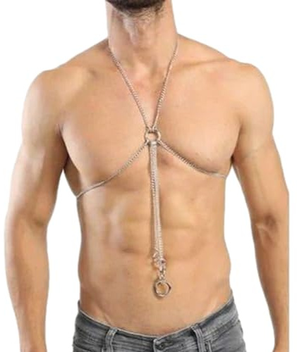 ZOOMIMI Körperkette für Herren, verstellbar, Körperkette, Schmuck, Punk, Brustkette, Gürtel, Clubwear, Kostüm-Zubehör