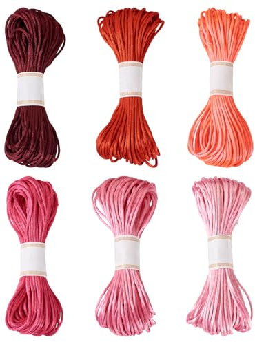 Boutigem Cordoncino in nylon satinato da 3 mm, 6 colori, per braccialetti e ricami, per realizzare braccialetti con nodo cinese, macramè, braccialetti e gioielli, rosa