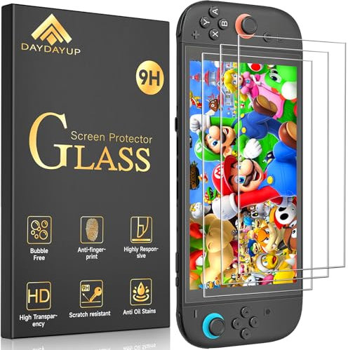 daydayup 4 Pezzi Vetro Temperato Compatibile con Nintendo Switch 2, 4 Pezzi Pellicola Protettiva per Switch 2 Model 2025 -Bubble Free, HD, Anti-Crack, durezza 9H, Resistente ai Graffi.
