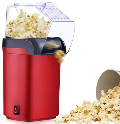 Asfrode Mini machine à pop-corn à air chaud - Sain - 1200 W - Sans huile - Sans graisse - 2 minutes - Fonctionnement à une touche - Pour la maison, les films, Noël, les fêtes, les soirées de football