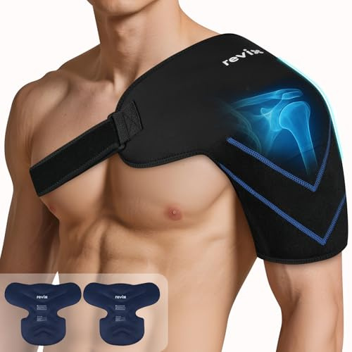 REVIX XL Schulter Kühlpack-Wrap für Rotatorenmanschette & Arm 2-Packs | Wiederverwendbare Gel Schulter Kühlpack für Erholung nach Belastungen bei Muskelbelastungen für Damen & Herren