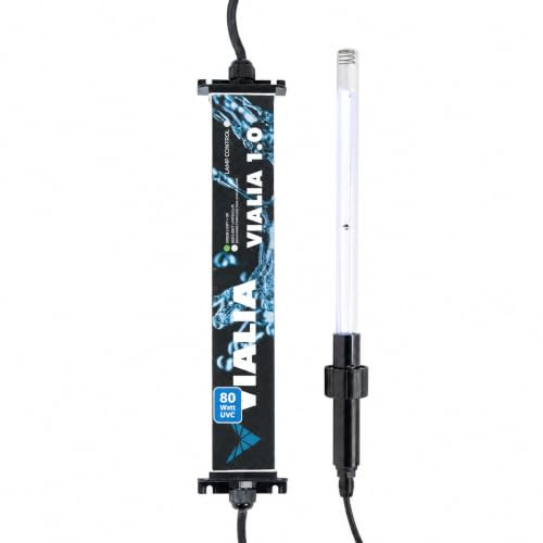 VIALIA Tauch-UVC-Klärer 80W Amalgam, UV-Lampe Teich, Teichklärer UVC | Teichwasser klar machen ohne Chemie – Amalgam-Tauchstrahler mit LED-Statusanzeige für Filterkammer und Vortex