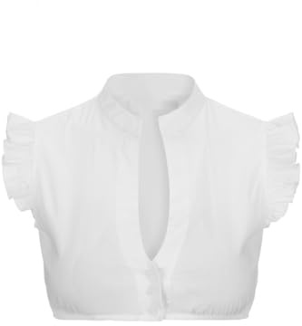 Dirndl Blouse Women's White Dirndl Blouse Short Sleeve Dirndl Blouses Cap Sleeves V Neck Shirt Bavarian Beer Festival Costume Blouse, White, S
