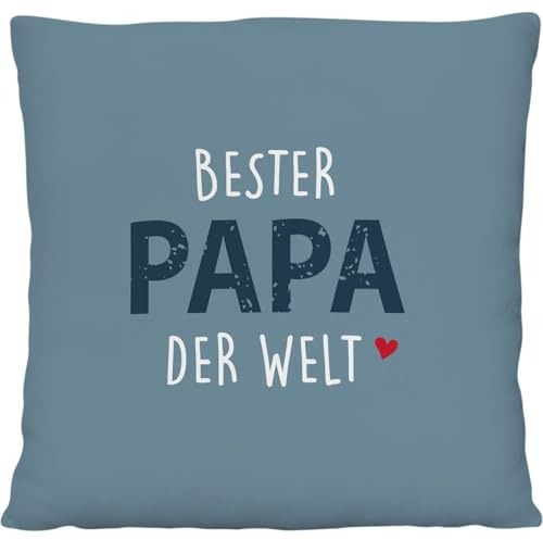 GRUSS & CO Plüschkissen Bester Papa der Welt | kleines Zierkissen, 25 cm x 25 cm, 100% Polyester | Geschenk für Papa | 74565