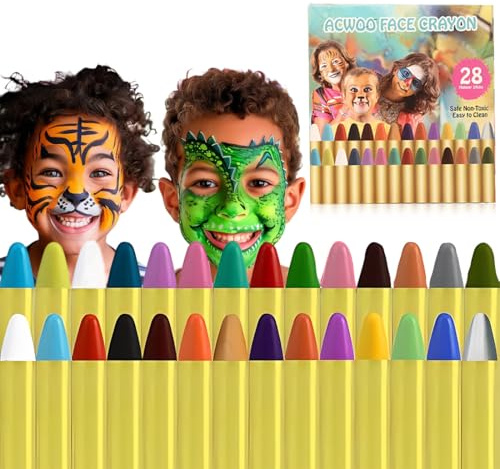 LACHT Set Truccabimbi,28 Colori per Body Painting, Sicuro per Pelli Sensibili e Gravidanza, Ideale per Carnevale, Halloween, Natale, Cosplay, Trucco Lavabile, Regalo per Bambini,truccabimbi