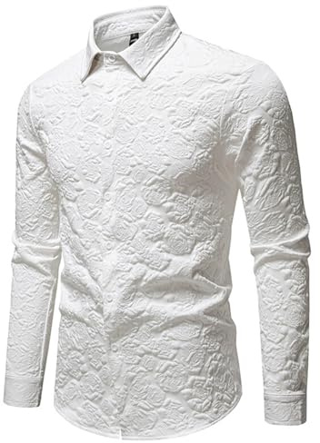 Uwdiohq Chemise À Manches Longues en pour Homme, Coupe Slim Décontractée T-Shirts avec Poches Hommes Pack Lin Homme Café Coton Blanche Manche Courte Chemisette Rose Mariage Festival Femme