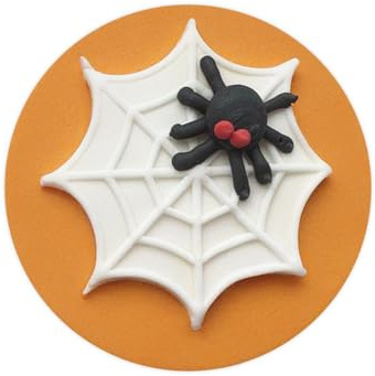 Anniversary House Pack 1 Spider and web, Handcrafted Cake Topper, Edible Fondant Icing Sugar Cupcake Topper, SFX380