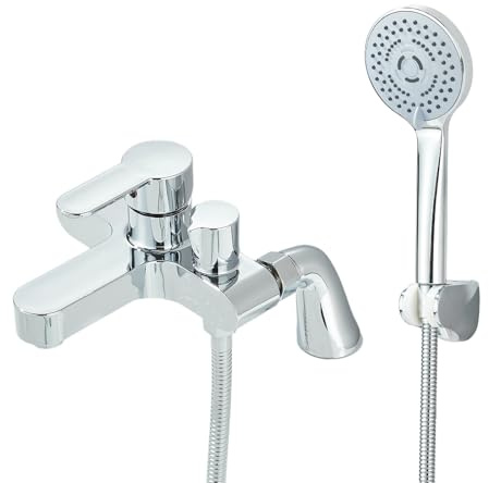 TTICCTIY Bath Taps with Shower Attachment Modern Single Lever Bathroom Mixer Tap Deck Mounted Tub Tap Set Chrome Brass,Bath Mixer Taps with Shower Head 3 Mode Handshower, 1.5m Shower Hose