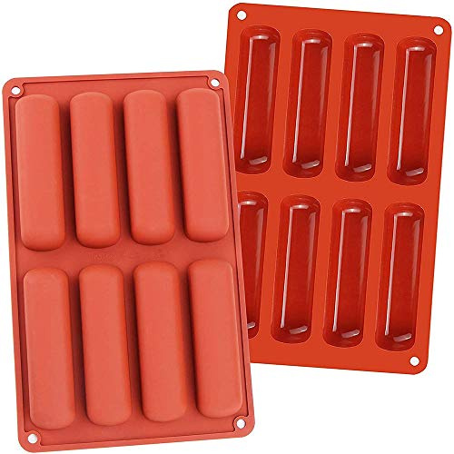 WEIWUXIAN 2 Piezas Moldes Reposteria Silicona Rectangular con 8 Cavidades, Molde de Silicona para Galletas, para Galletas de Chocolate, para Pan, Pastel, Barra de Granola, Magdalenas