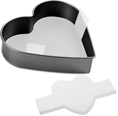 GeeRic Baking Parchment Paper 6 inch Heart Shape, 60 Pcs Cake Pan Liner with Lift Tab, Non-Stick Precut Baking Parchment for Baking Cookies, Bread (White)