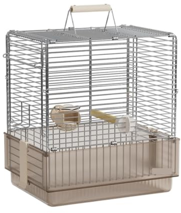 HDICUHNANU Vogelkäfig Voliere Indoor Outdoor Edelstahl Faltbare Vogel Reise Träger Käfig for Papageien Conures Mit Ständer Papageienkäfig(Brown)
