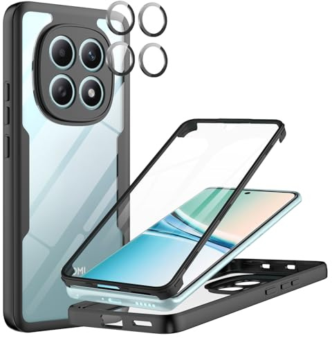 MQERYBV Coque pour Xiaomi Redmi Note 15 5G avec intégré Protection écra | 360 Degrés Intégrale Protégé Téléphone Etui, Antichoc Housse Double Face, Protecteur Caméra, Transparente, Noir