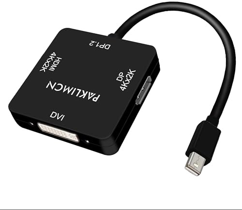 PAKLIMCN Adattatore da Mini DP a HDMI VGA DVI, adattatore da Mini DisplayPort a VGA per adattatore 4K, display video 3 in 1, convertitore Thunderbolt a DVI, adattatore da Mini DisplayPort a HDMI