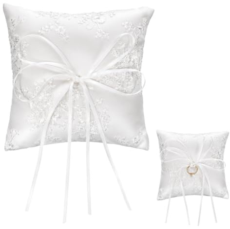 SULIKJHUI Ringkissen Hochzeit Ringhalter Kissen, 15 cm x 14 cm Ringkästchen
