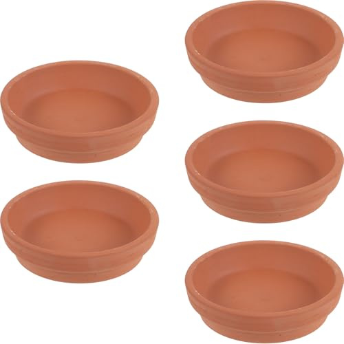 MUSISALY Soucoupes pour Décoration Intérieure et Projets de Jardinage en Terre Cuite Rouge, Lot de 5 Pièces Réutilisables, Empêchent la Chute de Terre pour Plantes