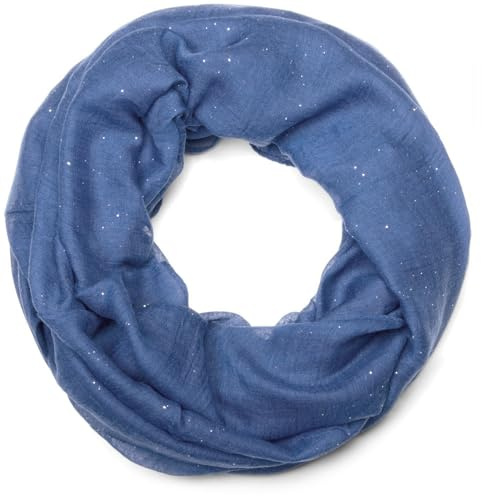 styleBREAKER Bufanda de bucle para mujer con efecto brillante, diseño liso en tela suave de viscosa, ligera y elegante, mide 87 x 93 cm, Azul royal