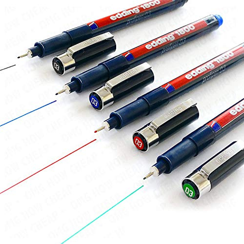 Edding 1800 Profipen, Fineliner/Zeichenstift, 0,3 mm, 4er-Set: Schwarz, Blau, Rot, Grün
