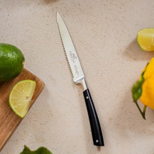 Sabatier - Couteau Universel EDONIST Jais 100% Forgé - 12 cm | Fabriqué en France, Lame et Clous en Inox, Conçu pour Trancher facilement les Aliments à Peau Dure comme les Tomates, Agrumes
