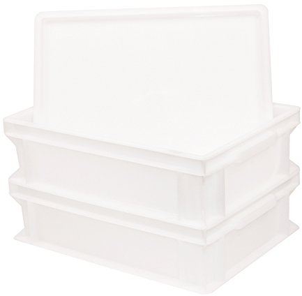 Pimotti Pizzaballenbox mit Deckel (2xBox + 1xDeckel) mit 30 x 40 x 12 cm, Kunststoffbehälter für Pizzateig, Stapelbehälter, Gärbox (2x11,5 Liter)
